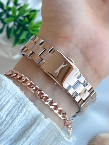 Slazenger Yeni Sezon Elite Model 50 Mt Suya Dayanıklı Bileklik Hediyeli Kadın Kol Saati VS.BLKT.0596 - Resim 3