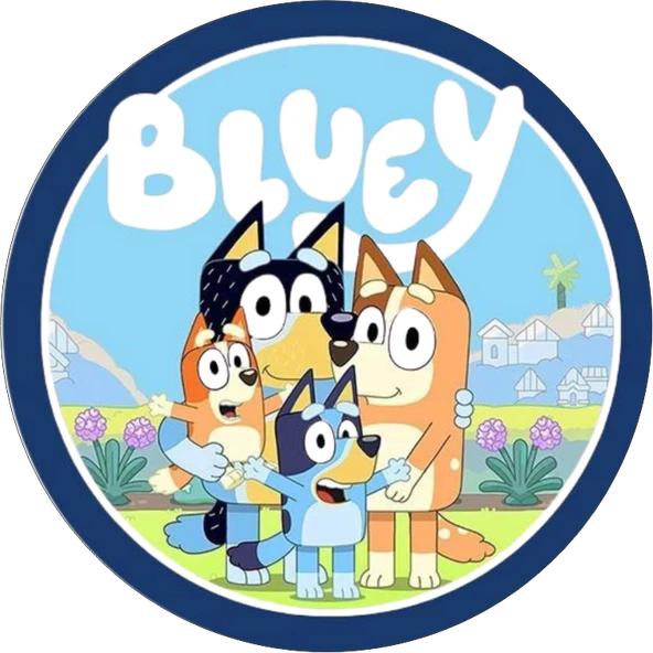 Yenilebilir Yuvarlak Pasta Resim Baskısı 20 cm Şekerli Kağıt Bluey Temalı 01 ürün görseli