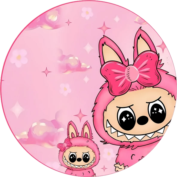 Yenilebilir Yuvarlak Pasta Resim Baskısı 20 cm Şekerli Kağıt Labubu Temalı 47 ürün görseli