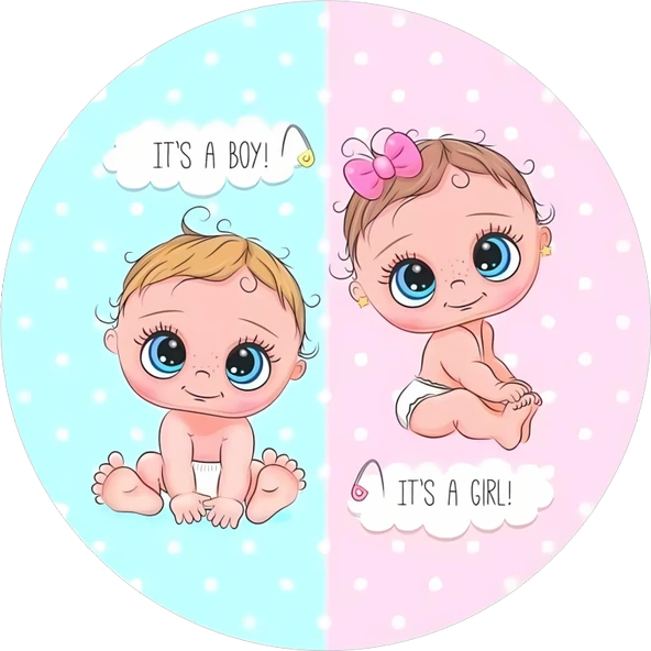 Yenilebilir Yuvarlak Pasta Resim Baskısı 20 cm Şekerli Kağıt Cinsiyet Temalı 53 ürün görseli