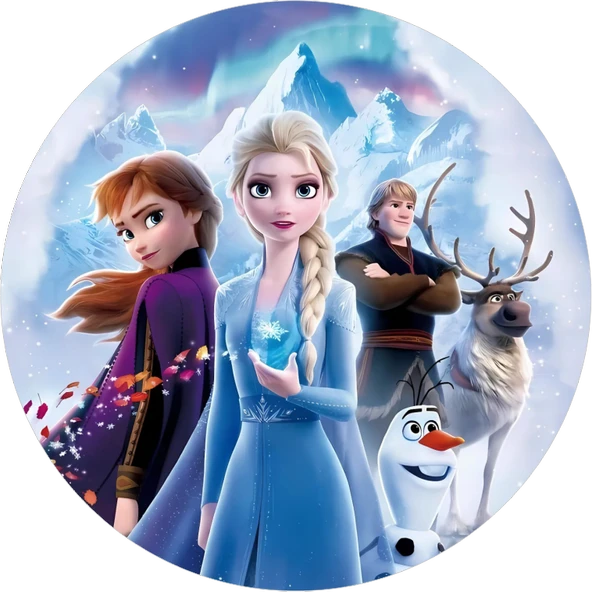 Yenilebilir Yuvarlak Pasta Resim Baskısı 20 cm Şekerli Kağıt Frozen Temalı 19 ürün görseli