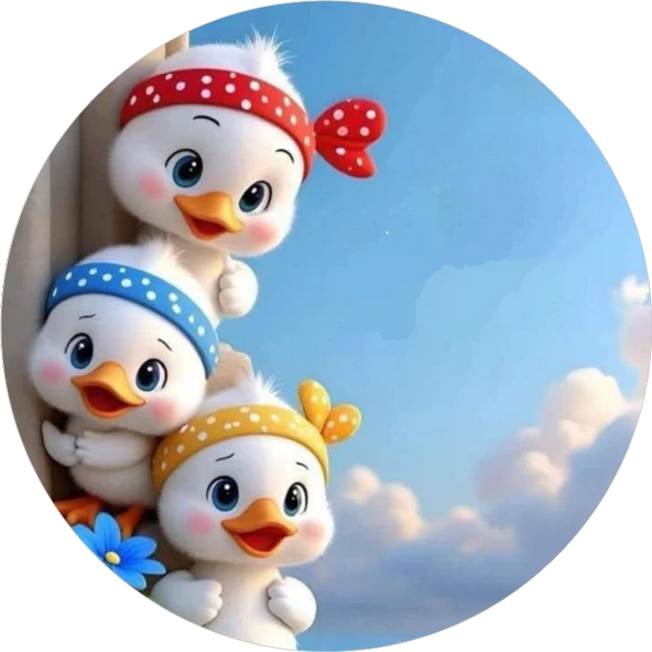 Yenilebilir Yuvarlak Pasta Resim Baskısı 20 cm Şekerli Kağıt Ördek Temalı 110 ürün görseli