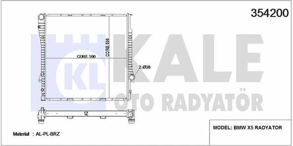 Bmw Motor Su Radyatoru Bmw M62 N62 M57n E53 03>06 - Kale 354200 ürün görseli