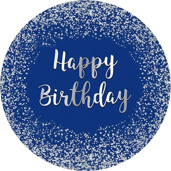 Yenilebilir Yuvarlak Pasta Resim Baskısı 20 cm Şekerli Kağıt Happy Birthday Temalı 72