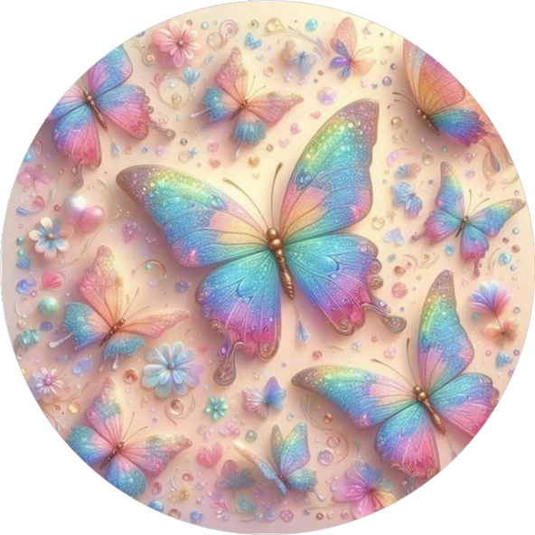 Yenilebilir Yuvarlak Pasta Resim Baskısı 20 cm Şekerli Kağıt Kelebek Temalı 133 ürün görseli