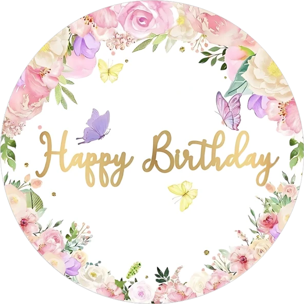 Yenilebilir Yuvarlak Pasta Resim Baskısı 20 cm Şekerli Kağıt Happy Birthday Temalı 61 ürün görseli