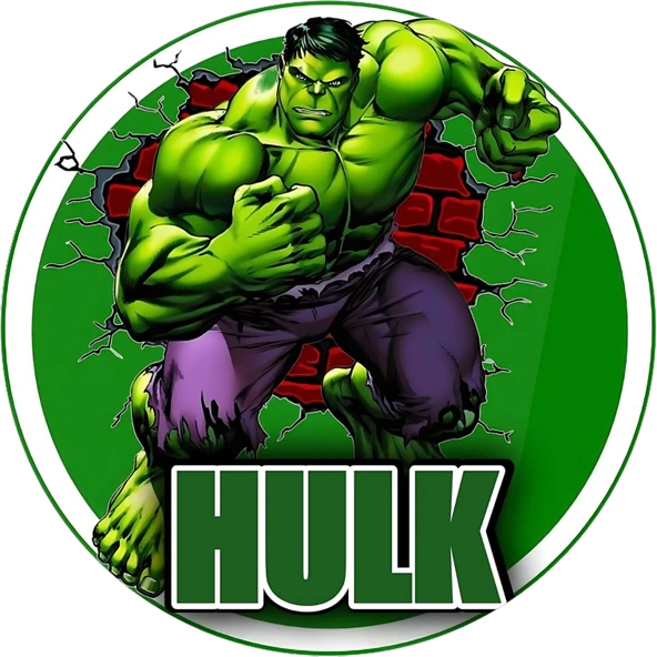 Yenilebilir Yuvarlak Pasta Resim Baskısı 20 cm Şekerli Kağıt Hulk Temalı 20 ürün görseli