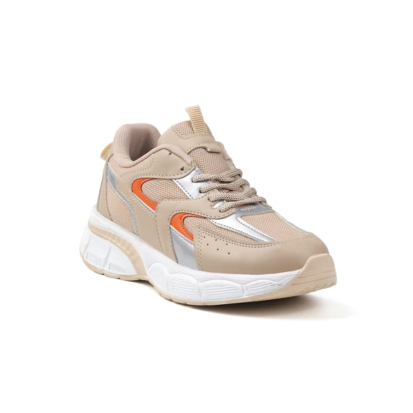 Kadın Bej Sneaker Günlük Ortopedik Spor Ayakkabı - Resim 2