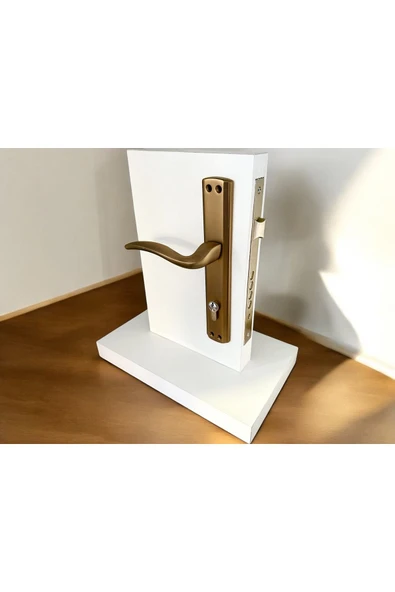 Trim Mat Antik Sarı Aynalı Yale Çelik Kapı Kolu Sol Elle Açılır Tek Taraf (Kilit Hariçtir) - Resim 4