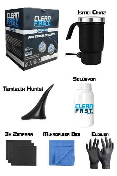 Buharlı Araba Far Temizleme ve Parlatma Seti Yeni Nesil Premium 9 Parça Set - 1