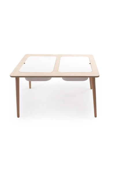 Montessori Çocuk Ahşap Oyun Etkinlik Çalışma Masası, 2 Saklama Alanlı