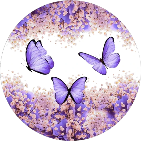 Yenilebilir Yuvarlak Pasta Resim Baskısı 20 cm Şekerli Kağıt Kelebek Temalı 74 ürün görseli