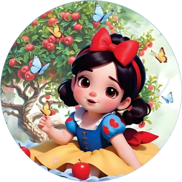 Yenilebilir Yuvarlak Pasta Resim Baskısı 20 cm Şekerli Kağıt Pamuk Prenses Temalı 78 ürün görseli