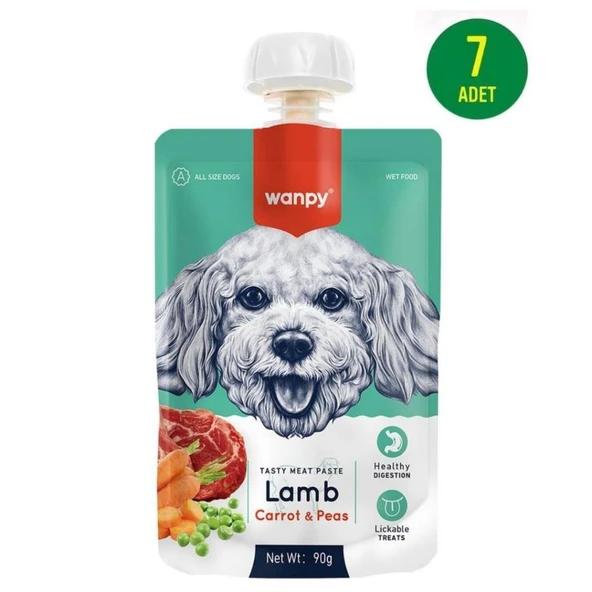 Wanpy Taze Kuzulu&Havuçlu Köpek Et Ezmesi 90 gr X 7 Adet ürün görseli