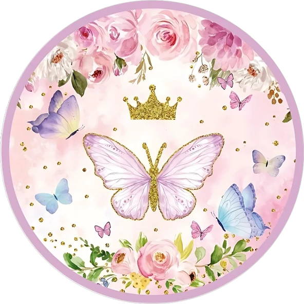 Yenilebilir Yuvarlak Pasta Resim Baskısı 20 cm Şekerli Kağıt Kelebek Temalı 62 ürün görseli