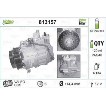 Mercedes Klima Kompresoru W203 00>07 Cl203 02>08 C209 02>09 C219 02>10 W211 02>08 W220 02>05 Vito W639 03>14 - Valeo 813157 ürün görseli 1