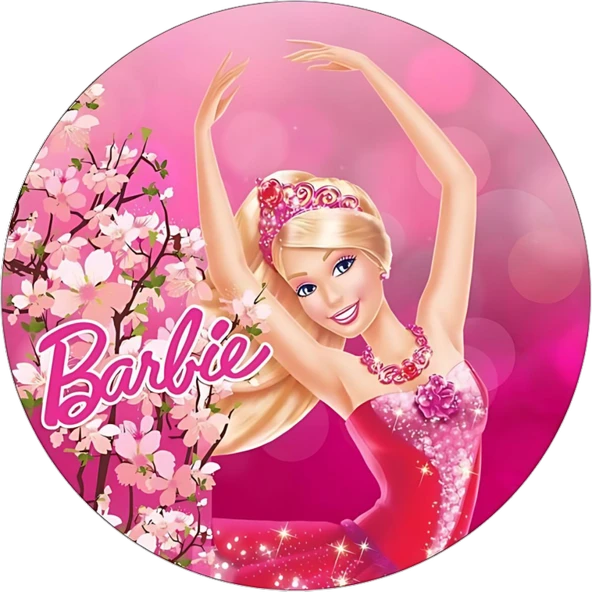 Yenilebilir Yuvarlak Pasta Resim Baskısı 20 cm Şekerli Kağıt Barbie Temalı 14 ürün görseli 1