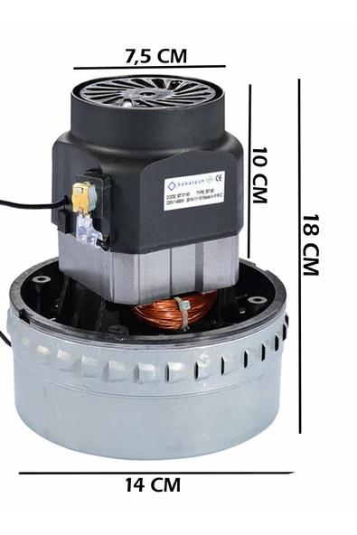 Bekatech BT-60 Süpürge Motoru Çift Fanlı Alüminyum Sargı - 6