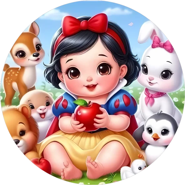 Yenilebilir Yuvarlak Pasta Resim Baskısı 20 cm Şekerli Kağıt Pamuk Prenses Temalı 79 ürün görseli