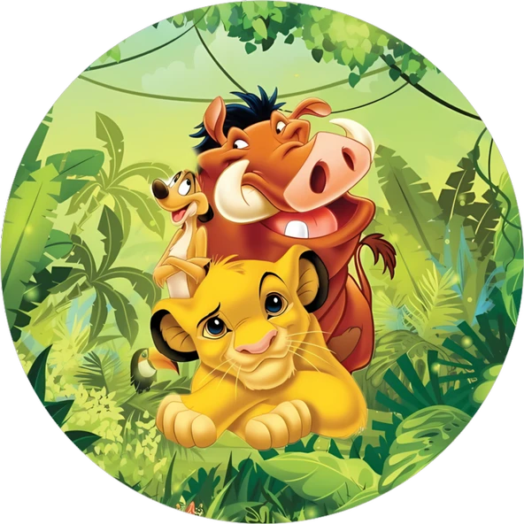 Yenilebilir Yuvarlak Pasta Resim Baskısı 20 cm Şekerli Kağıt Aslan Temalı 32 ürün görseli