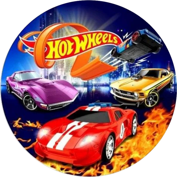 Yenilebilir Yuvarlak Pasta Resim Baskısı 20 cm Şekerli Kağıt Hot Whels Temalı 112 ürün görseli 1