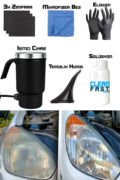 Buharlı Araba Far Temizleme ve Parlatma Seti Yeni Nesil Premium 9 Parça Set - 2