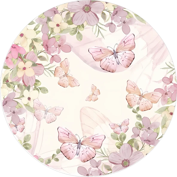 Yenilebilir Yuvarlak Pasta Resim Baskısı 20 cm Şekerli Kağıt Kelebek Temalı 63 ürün görseli