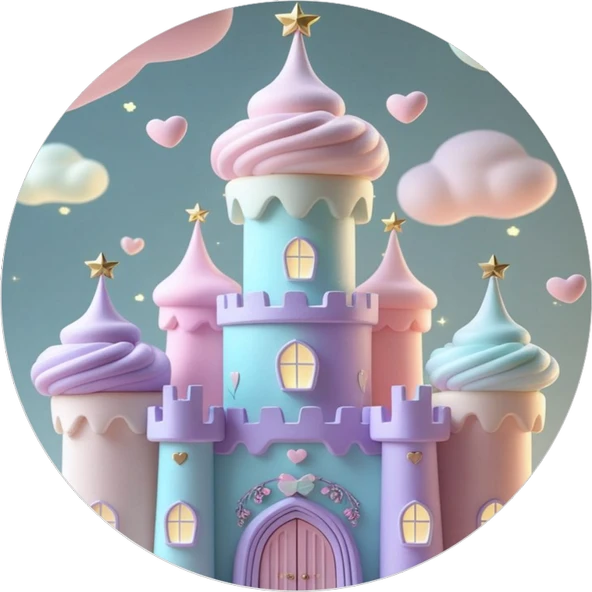 Yenilebilir Yuvarlak Pasta Resim Baskısı 20 cm Şekerli Kağıt Şato Temalı 89 ürün görseli