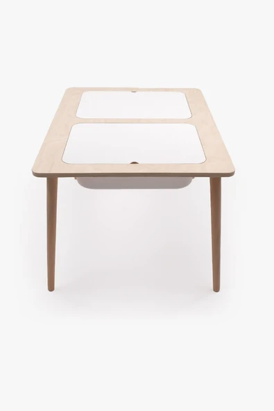 Montessori Çocuk Ahşap Oyun Etkinlik Çalışma Masası, 2 Saklama Alanlı - 2