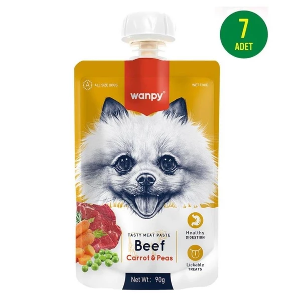 Wanpy Taze Sığır Etli&Havuçlu  Köpek Et Ezmesi 90 gr X 7 ADET ürün görseli 1
