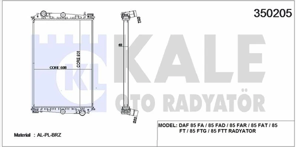 MOTOR SU RADYATORU DAF 85 FA / 85 FAD / 85 FAR / 85 FAT / 85 FT / 85 FTG / 85 FTT (CERCEVESIZ) / (MT - KALE 350205 - 1