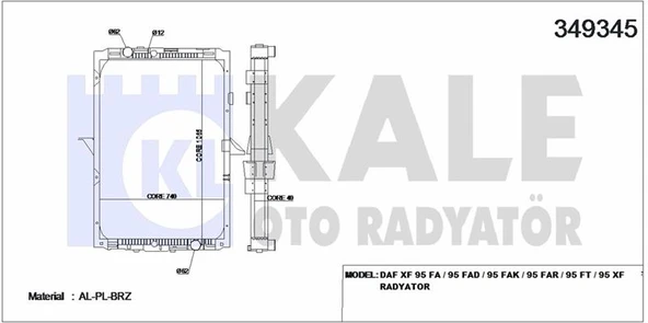 MOTOR SU RADYATORU DAF XF 95 FA / 95 FAD / 95 FAK / 95 FAR / 95 FT / 95 XF (CERCEVELI) / (MT) - KALE 349345 - 1