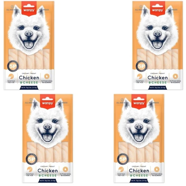 Wanpy Tavuklu ve Peynirli Krema Köpek Ödülü 5x14 Gr x 4 Adet ürün görseli