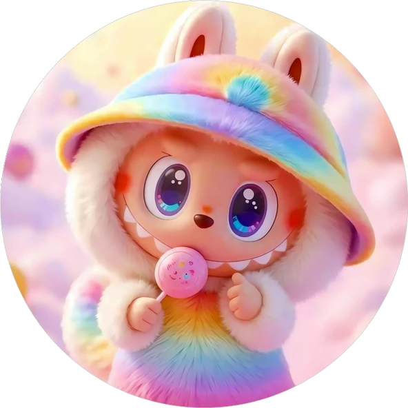 Yenilebilir Yuvarlak Pasta Resim Baskısı 20 cm Şekerli Kağıt Labubu Temalı 86 ürün görseli