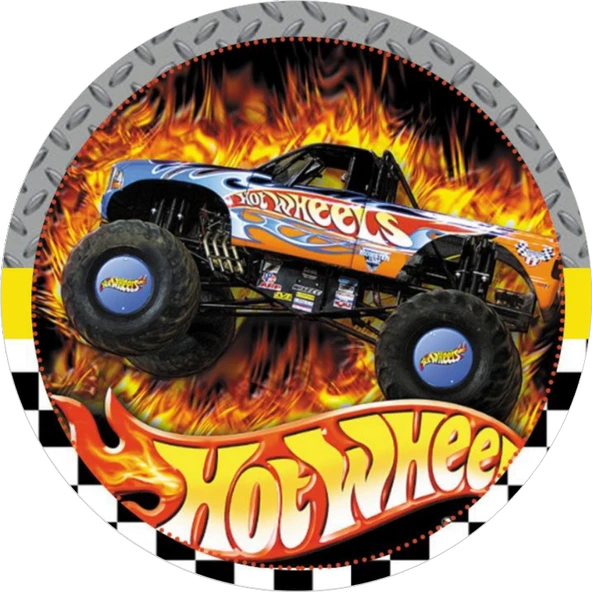 Yenilebilir Yuvarlak Pasta Resim Baskısı 20 cm Şekerli Kağıt Hot Whels Temalı 122 ürün görseli 1