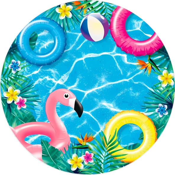 Yenilebilir Yuvarlak Pasta Resim Baskısı 20 cm Şekerli Kağıt Flamingo Temalı 81 ürün görseli