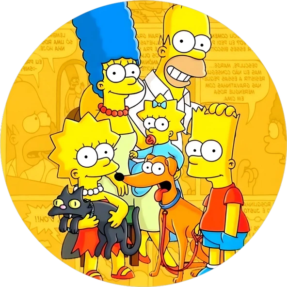Yenilebilir Yuvarlak Pasta Resim Baskısı 20 cm Şekerli Kağıt Simpsons Temalı 46 ürün görseli