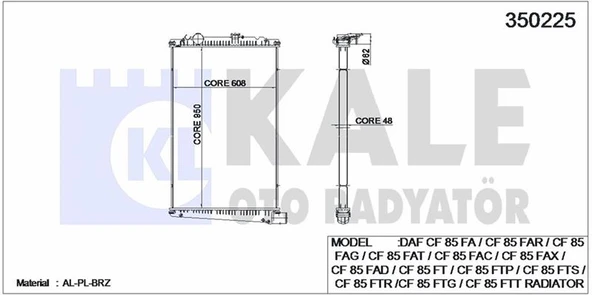 MOTOR SU RADYATORU DAF CF 85 FA / CF 85 FAR / CF 85 FAG / CF 85 FAT / CF 85 FAC / CF 85 FAX / CF 85 - KALE 350225 - 1