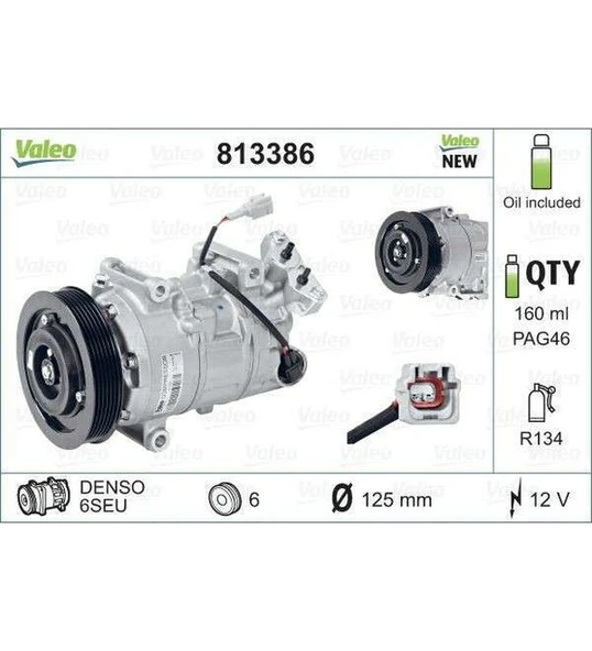 Renault Klima Kompresoru Renault Megane III Scenic III Grand Scenic III 1.5dci K1.6 16v - Valeo 813386 ürün görseli 1