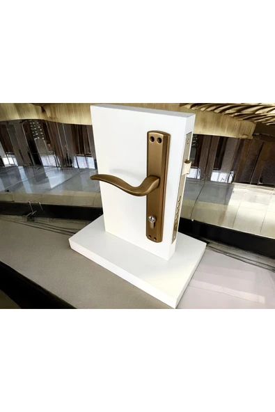 Trim Mat Antik Sarı Aynalı Yale Çelik Kapı Kolu Sol Elle Açılır Tek Taraf (Kilit Hariçtir) - Resim 3