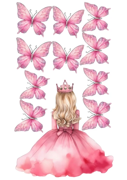 Yenilebilir Şekerli Kağıt Baskısı Cupcake ve Pasta Resim Baskı Kelebek ve Kız Temalı 21 ürün görseli