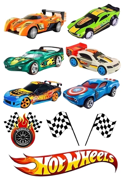 Yenilebilir Şekerli Kağıt Baskısı Cupcake ve Pasta Resim Baskı Hot Wheels Temalı 13 ürün görseli 1