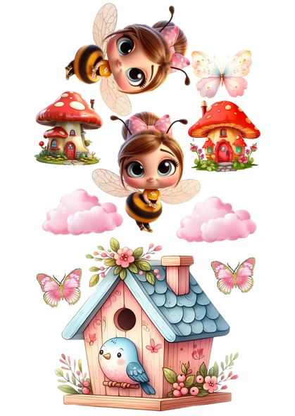 Yenilebilir Şekerli Kağıt Baskısı Cupcake ve Pasta Resim Baskı Arı Kız Temalı 26 ürün görseli