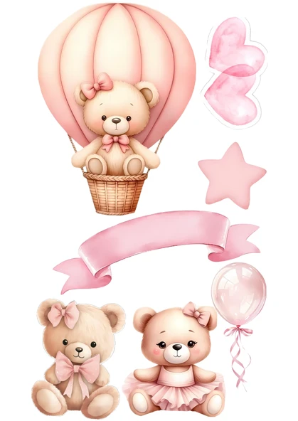 Yenilebilir Şekerli Kağıt Baskısı Cupcake ve Pasta Resim Baskı Ayıcık Temalı 48 ürün görseli