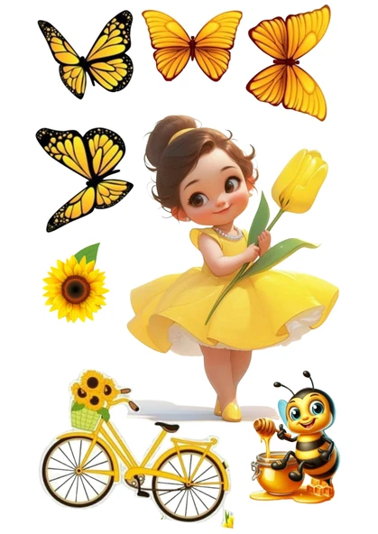 Yenilebilir Şekerli Kağıt Baskısı Cupcake ve Pasta Resim Baskı Kelebek ve Kız Temalı 67 ürün görseli