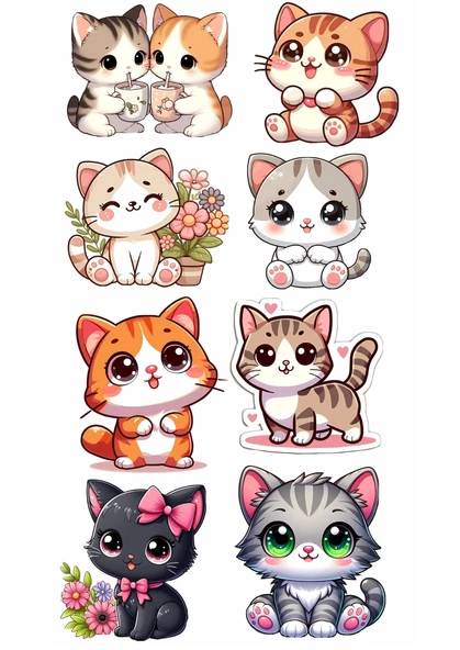 Yenilebilir Şekerli Kağıt Baskısı Cupcake ve Pasta Resim Baskı Kedi Temalı 40 ürün görseli