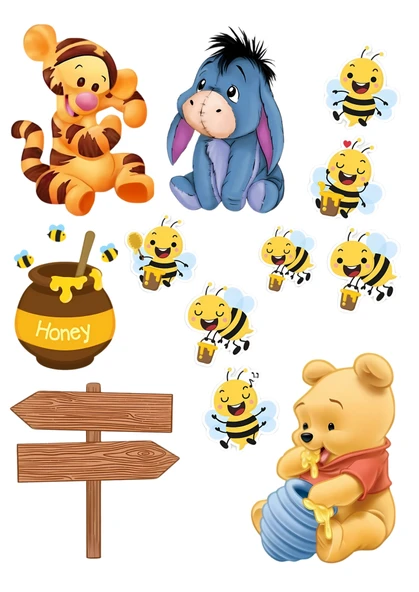 Yenilebilir Şekerli Kağıt Baskısı Cupcake ve Pasta Resim Baskı Winnie The Pooh Temalı 25 ürün görseli