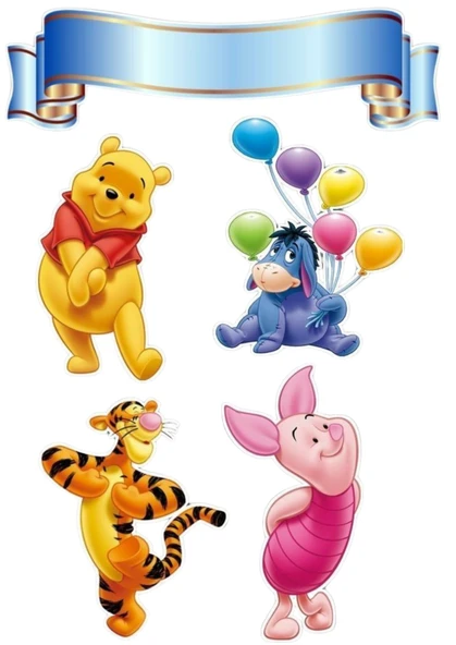 Yenilebilir Şekerli Kağıt Baskısı Cupcake ve Pasta Resim Baskı Winnie The Pooh Temalı 77 ürün görseli