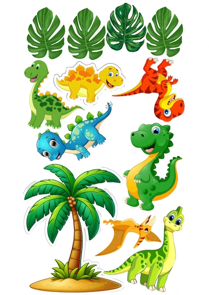 Yenilebilir Şekerli Kağıt Baskısı Cupcake ve Pasta Resim Baskı Dinazor Temalı 52 ürün görseli