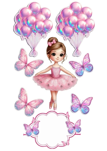 Yenilebilir Şekerli Kağıt Baskısı Cupcake ve Pasta Resim Baskı Kelebek ve Kız Temalı 61 ürün görseli